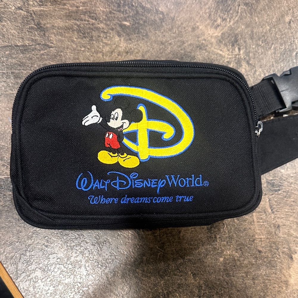 Vintage Walt Disney World Mickey Logo Black Fanny Pack